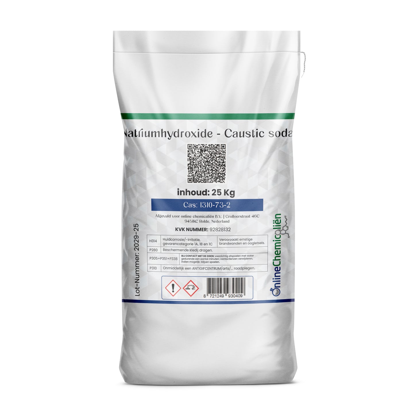 Natriumhydroxide / Caustic Soda / Noah - Foodgrade 25 kg- Online Chemicaliën