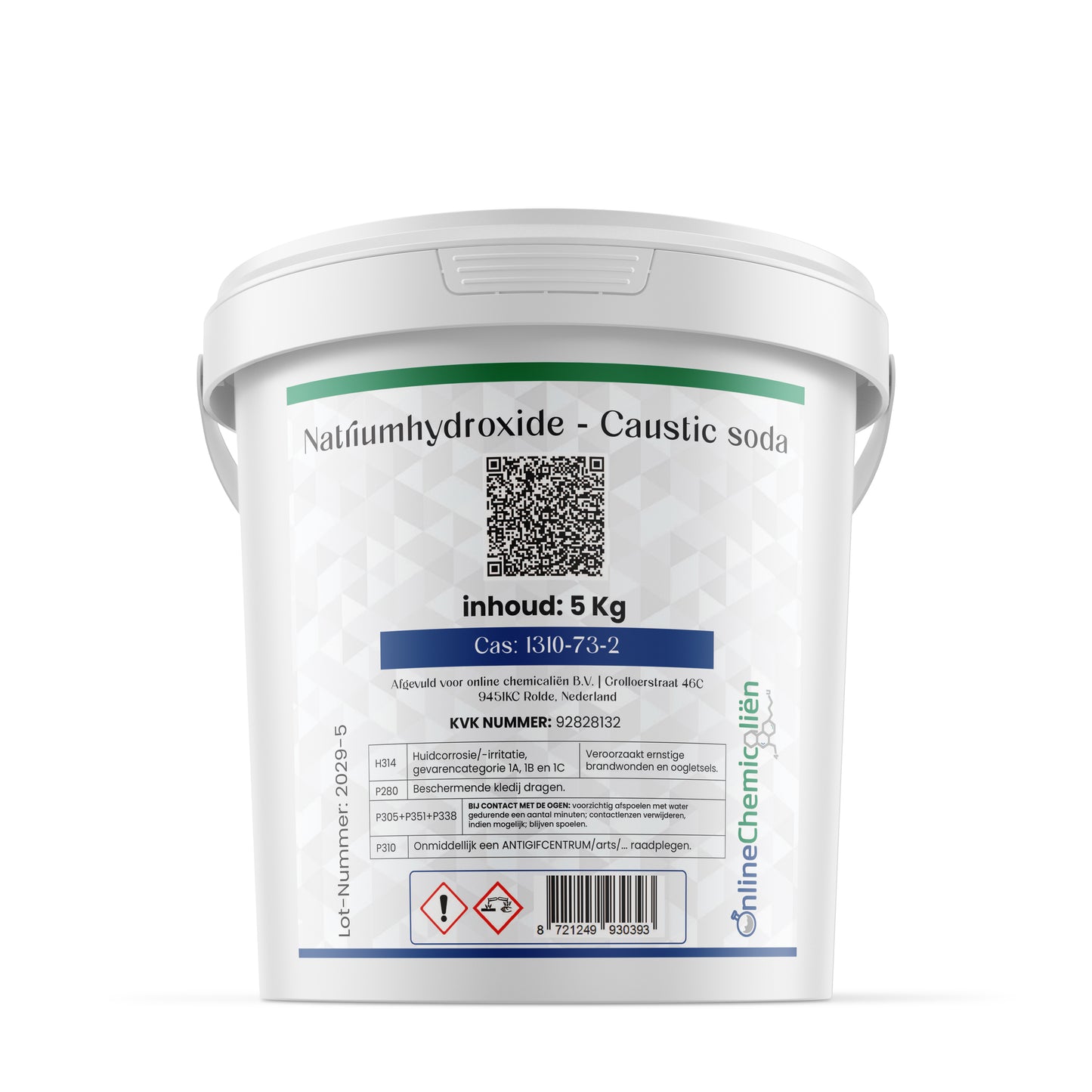 Natriumhydroxide / Caustic Soda / Noah - Foodgrade 5 kg- Online Chemicaliën